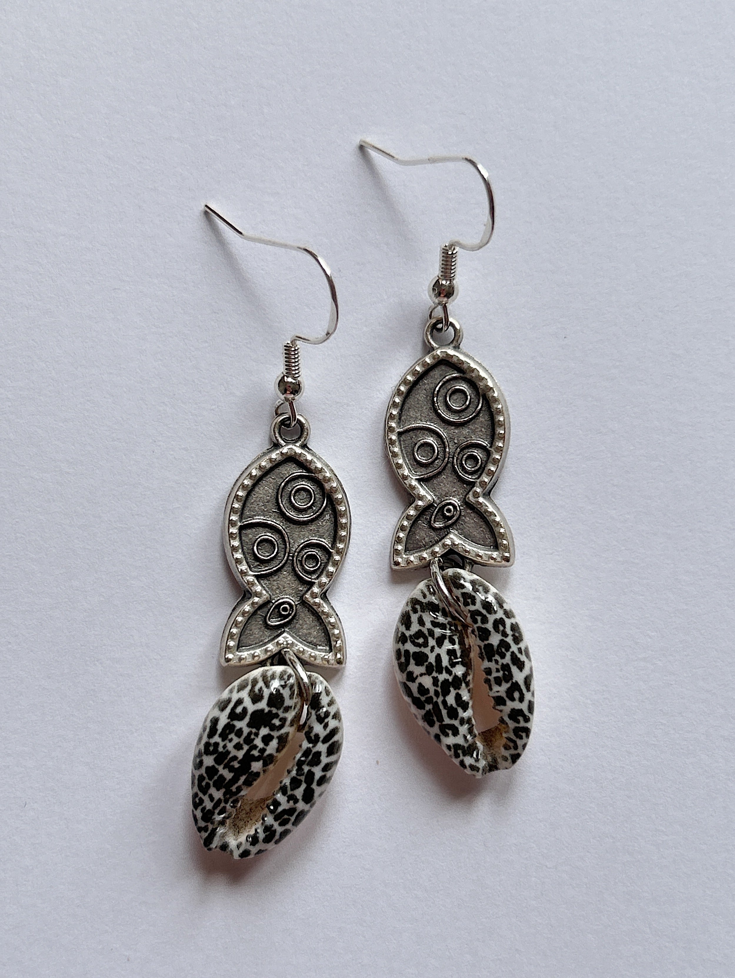 Leopard Shell Fish Earrings