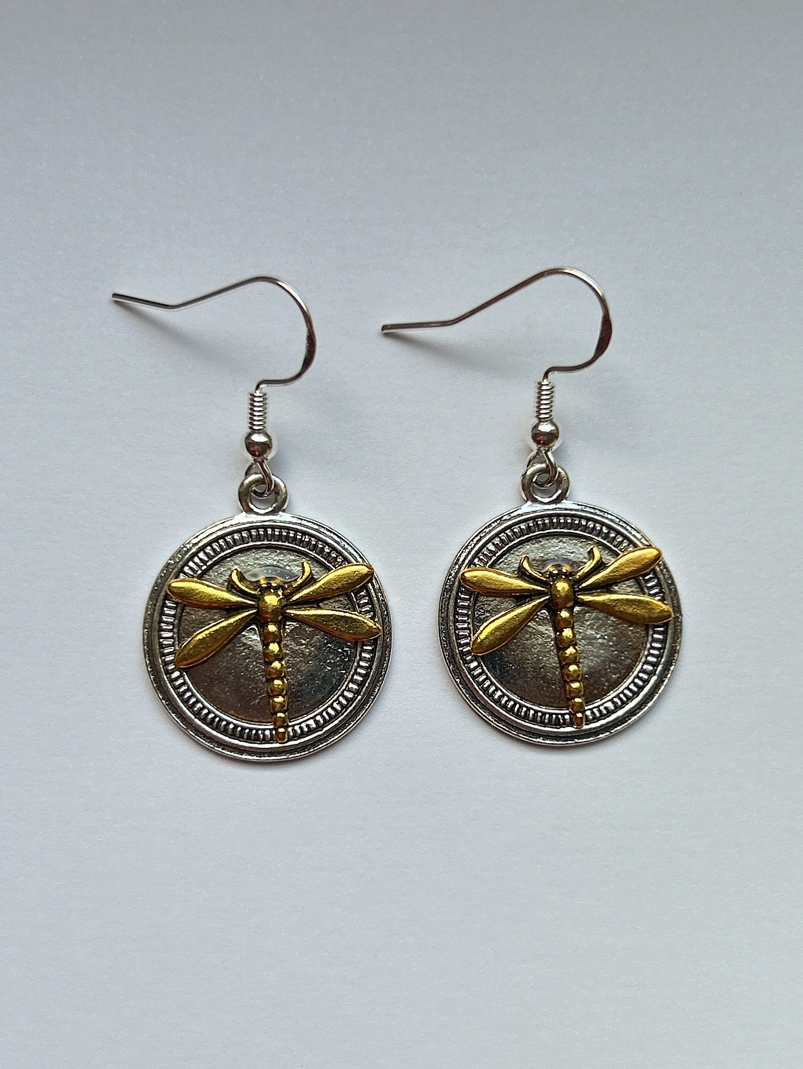 Mixed Metal Dragonfly Earrings
