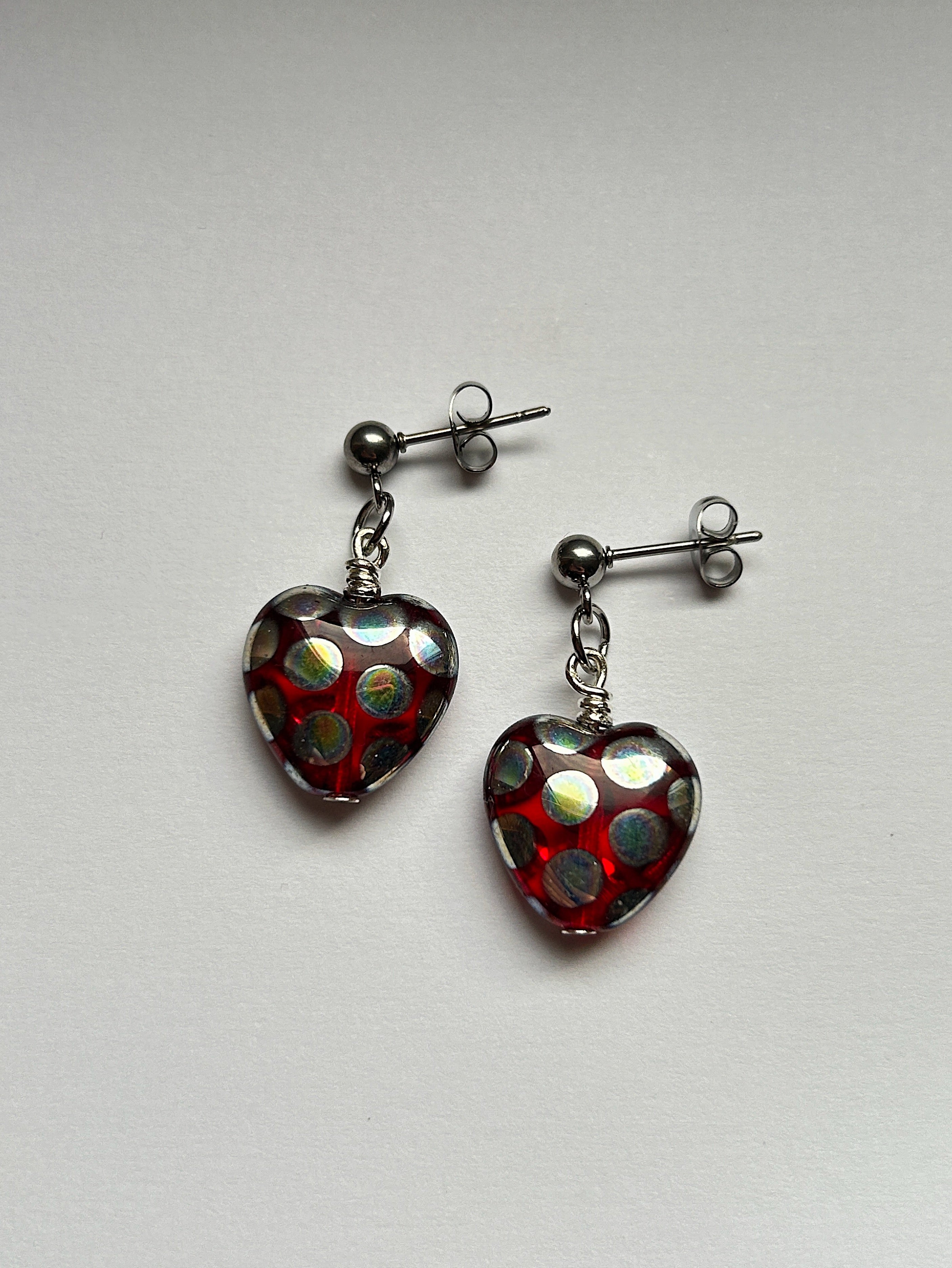 Polka Heart Stud Earrings