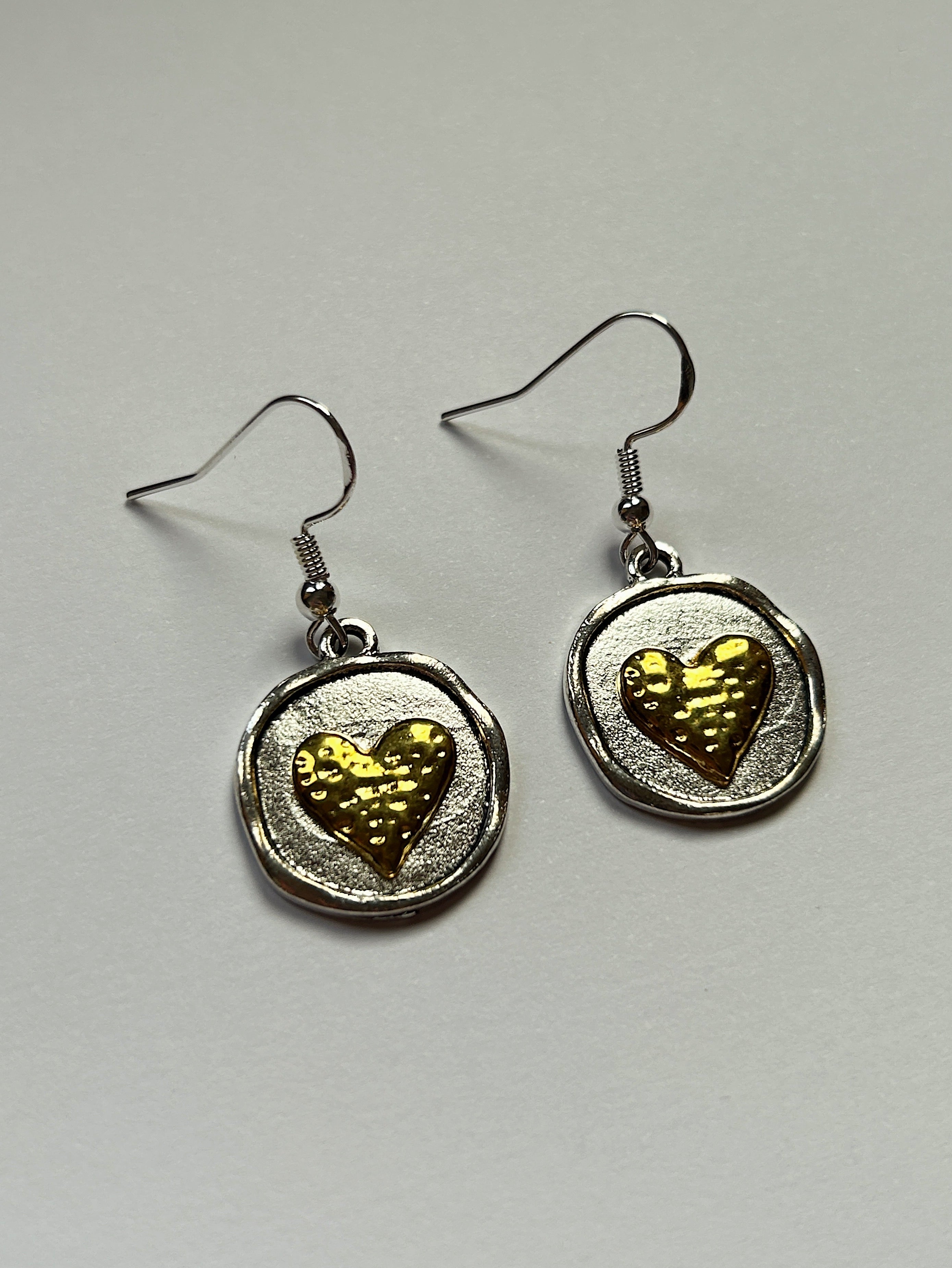 Mixed Metal Heart Earrings